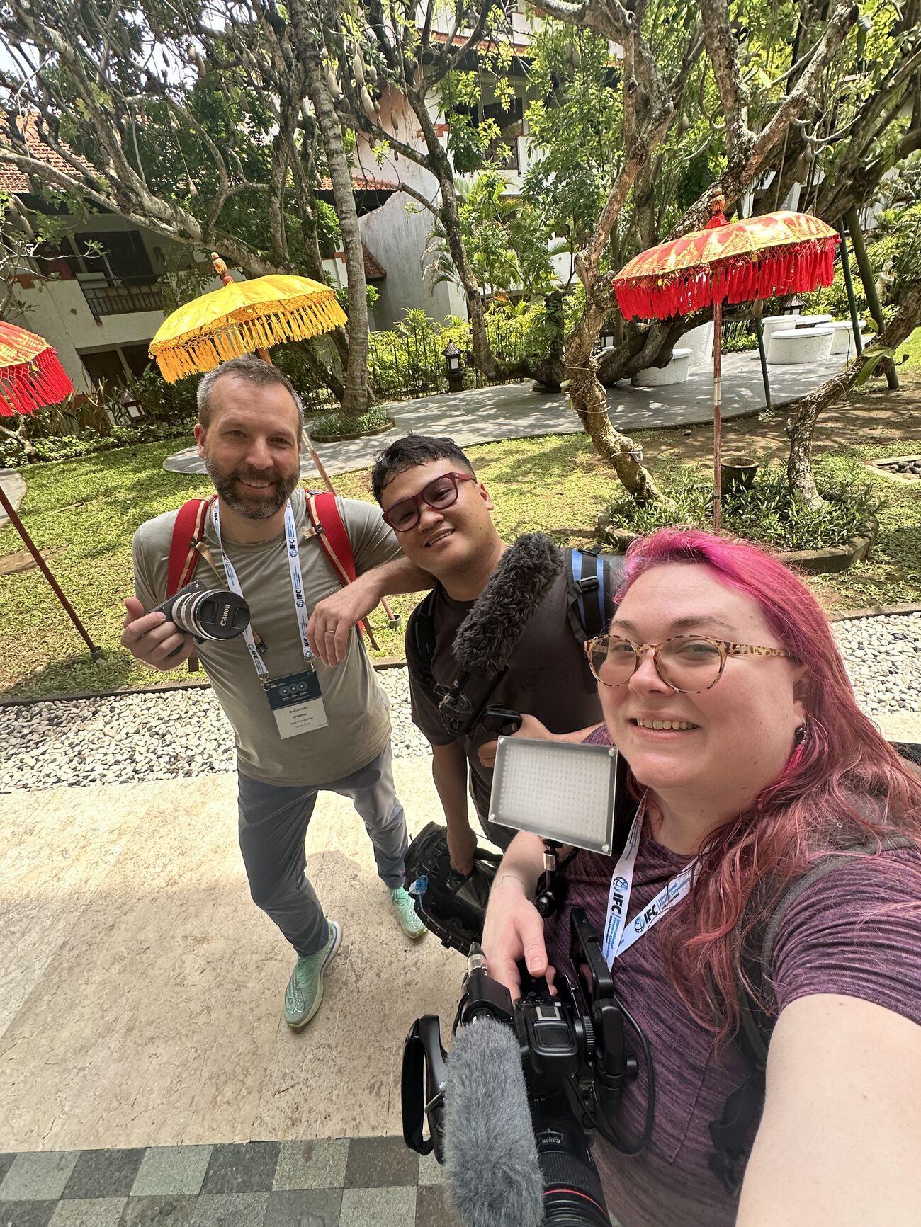 Crew on assignment at an IFC conference